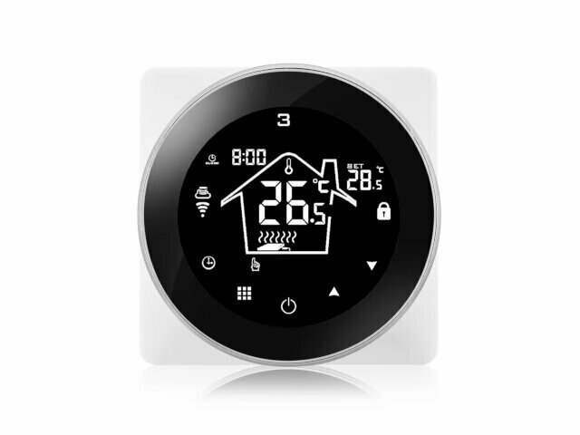 Thermostat encastr&eacute; Wifi avec &eacute;cran tactile pour chauffage au sol &eacute;lectrique et infrarouge (noir)