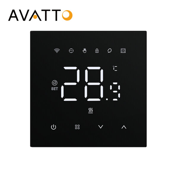 Thermostat encastr&eacute; Wifi avec &eacute;cran tactile pour installation C.V. (noir)