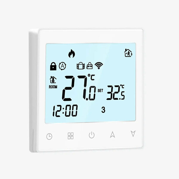 Thermostat WiFi int&eacute;gr&eacute; (chrono) avec &eacute;cran tactile pour C.V. Installation (blanc)