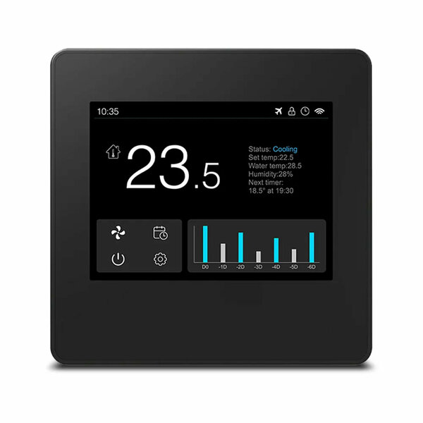 WLAN-Einbauthermostat mit Einblick in Verbrauch und Kosten mit praktischen Diagrammen