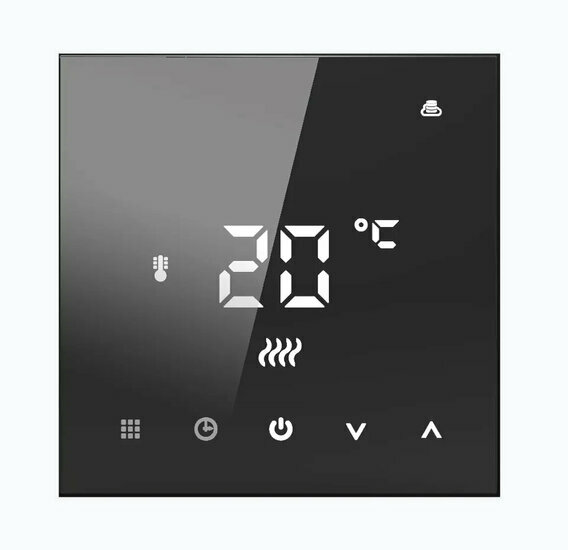 WiFi Einbau-Thermostat mit Touchscreen f&uuml;r Elektrische Fu&szlig;bodenheizung &amp; IR (schwarz)