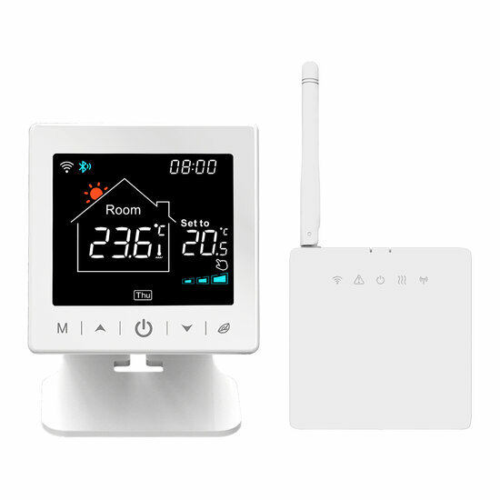 Wifi Draadloze Thermostaat met Tiptoetsen voor C.V. Installatie (zwart/wit)