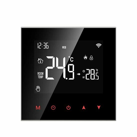 WiFi Einbau-Thermostat mit Touchscreen f&uuml;r Heizung (schwarz)