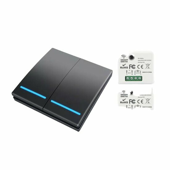 RF 433Mhz Smart Wireless Switch Black (2-button)