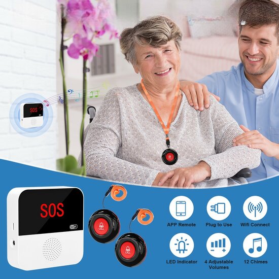 SOS Knoppen (2x) voor Ouderen (Inclusief Extern Display)