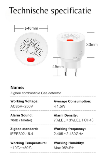 Zigbee Gas Melder (LPG &amp; Aardgas)