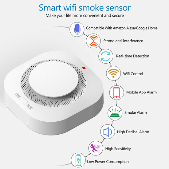 D&eacute;tecteur de fum&eacute;e Wifi avec bouton muet