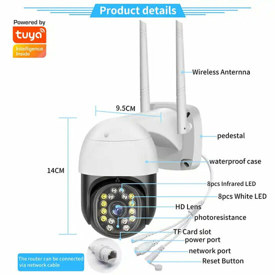 WiFi Security Camera with Bracket for Outdoors