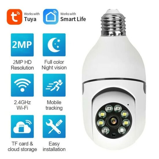 WiFi Security Camera 360&deg; E27 Screw 2.4Ghz (Tuya)