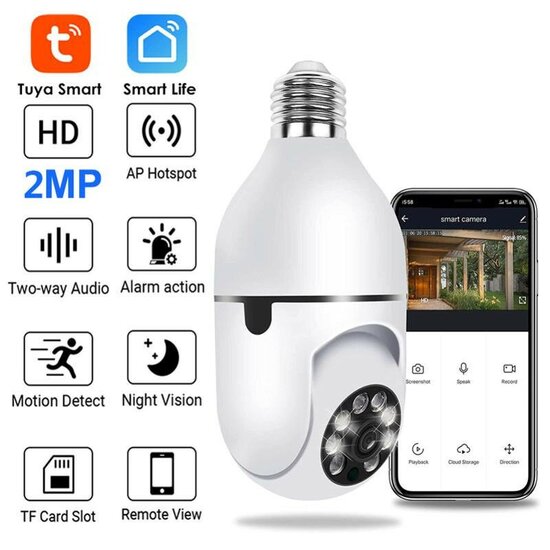 WiFi Security Camera 360&deg; E27 Screw 2.4Ghz (Tuya)