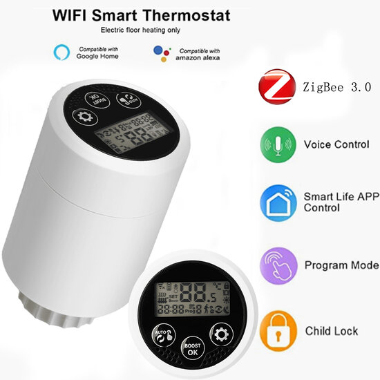 Set Slimme Programmeerbare Radiatorknoppen + Zigbee 3.0 Gateway &quot;Basic 1&quot;