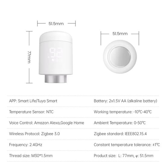 Set Intelligenter Programmierbarer Heizk&ouml;rperventile + Zigbee 3.0 Gateway &quot;Expert&quot;