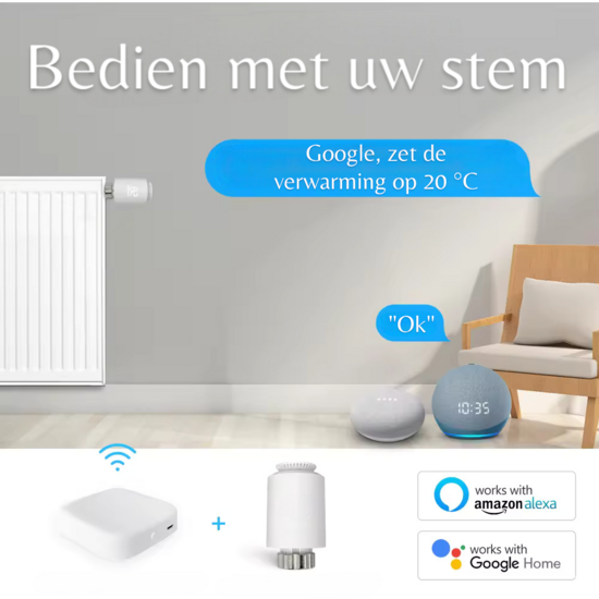 Set Slimme Programmeerbare Radiatorknoppen + Zigbee 3.0 Gateway &quot;Basic 2&quot;