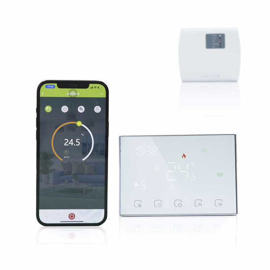 Wifi Draadloze Thermostaat met Touchscreen voor alle type verwarming (wit)