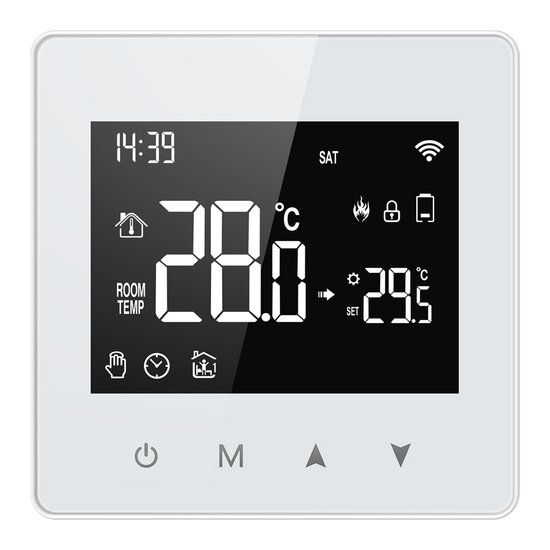 Zigbee WiFi Aufputz-Thermostat mit Touchscreen f&uuml;r Heizung (schwarz/wei&szlig;)