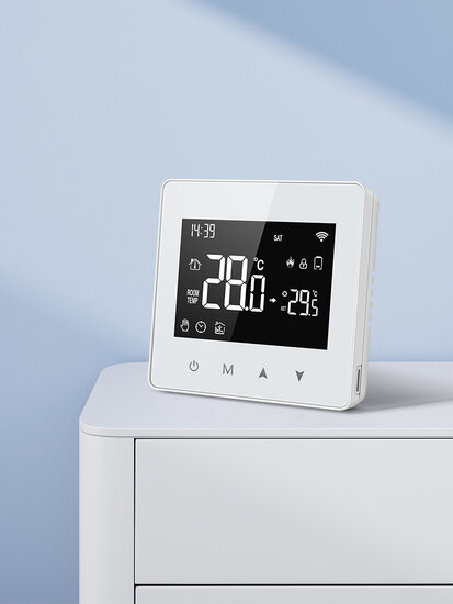 Zigbee WiFi Aufputz-Thermostat mit Touchscreen f&uuml;r Heizung (schwarz/wei&szlig;)