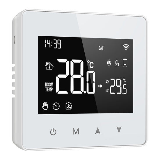 Zigbee WiFi Aufputz-Thermostat mit Touchscreen f&uuml;r Heizung (schwarz/wei&szlig;)