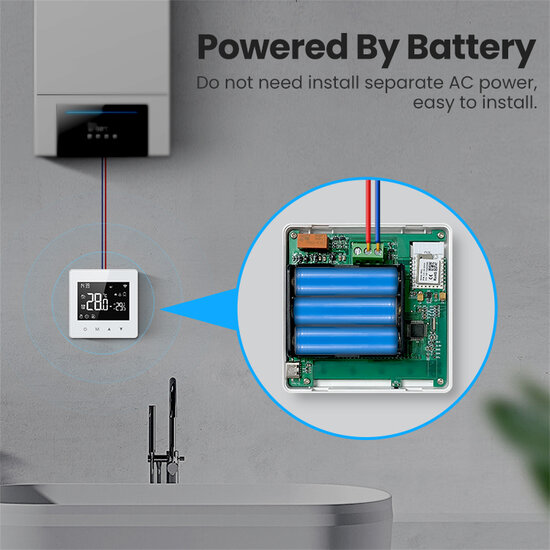 Zigbee Wifi Opbouw Thermostaat met Touchscreen voor C.V. Installatie (zwart/wit)