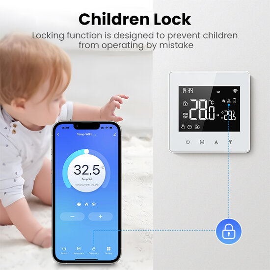 WiFi Aufputz-Thermostat mit Touchscreen f&uuml;r Heizung (schwarz/wei&szlig;)