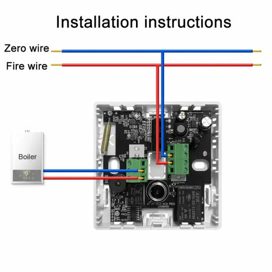 Wifi Draadloze Thermostaat met Draaiknop voor C.V. Installatie (zwart/grijs)