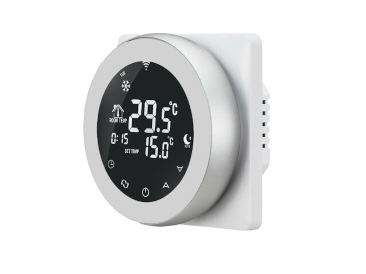 Thermostat encastr&eacute; Wifi avec &eacute;cran tactile pour chauffage au sol &eacute;lectrique et infrarouge (blanc)