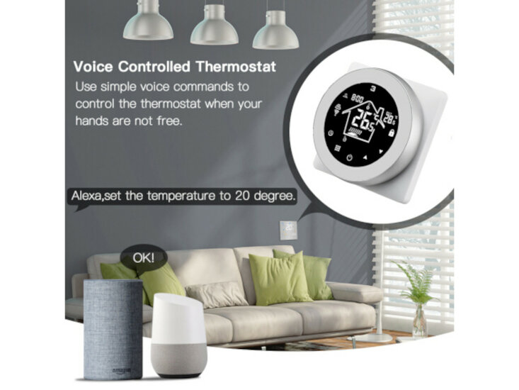 Thermostat encastr&eacute; Wifi avec &eacute;cran tactile pour chauffage au sol &eacute;lectrique et infrarouge (blanc)