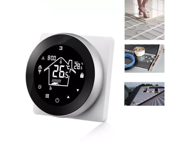 WiFi Built-in Thermostat with Touchscreen for Elec. Underfloor Heating &amp; IR (black)