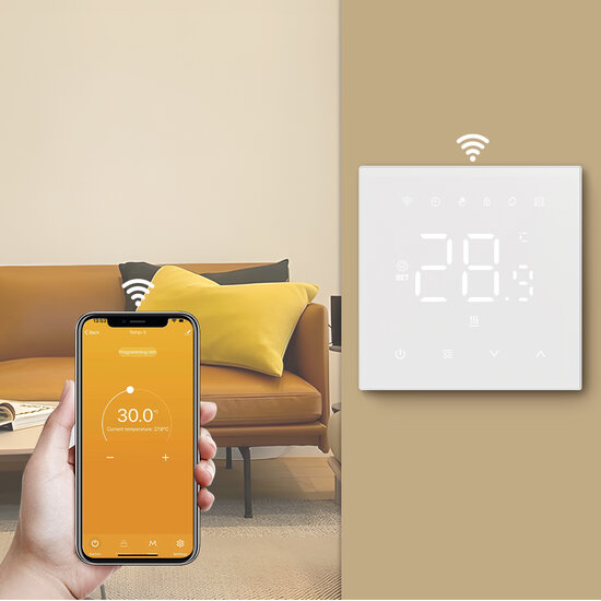 WiFi Einbau-Thermostat mit Touchscreen f&uuml;r Heizung (schwarz)