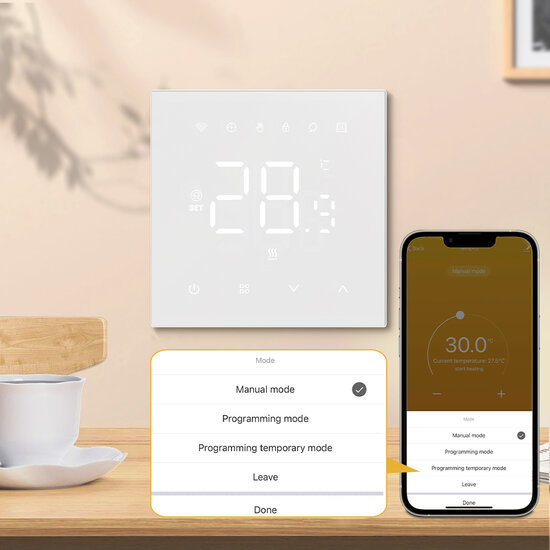 WiFi Einbau-Thermostat mit Touchscreen f&uuml;r Heizung (schwarz)