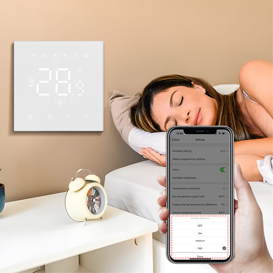 WiFi Einbau-Thermostat mit Touchscreen f&uuml;r Heizung (schwarz)