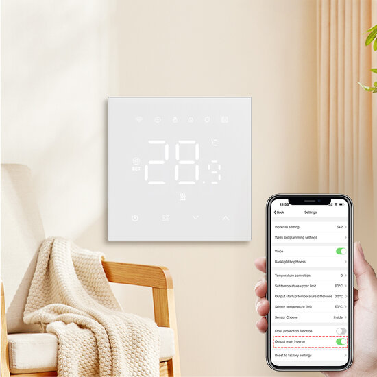 WiFi Einbau-Thermostat mit Touchscreen f&uuml;r Heizung (schwarz)