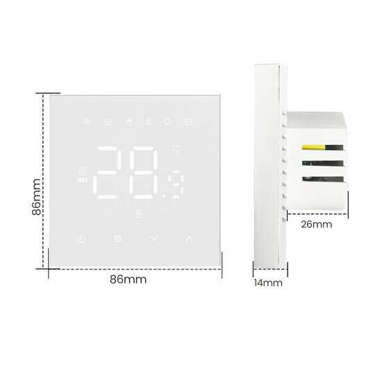 Wifi Inbouw Thermostaat met Touchscreen voor C.V. Installatie (zwart)