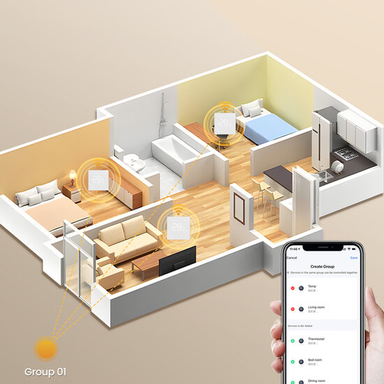 WiFi Einbau-Thermostat mit Touchscreen f&uuml;r Heizung (schwarz)