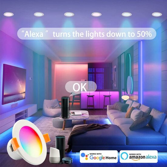 Slimme Wifi Inbouw Spot (2 stuks) (downlight) RGB WW+CW 15 watt | 155mm &Oslash; inbouwmaat