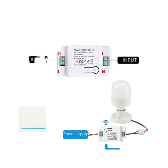 RF 433Mhz Intelligenter Kabelloser Schalter Schwarz (3-Tasten)