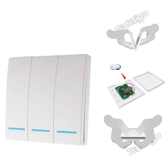 RF 433Mhz Smart Wireless Switch White (3-button)