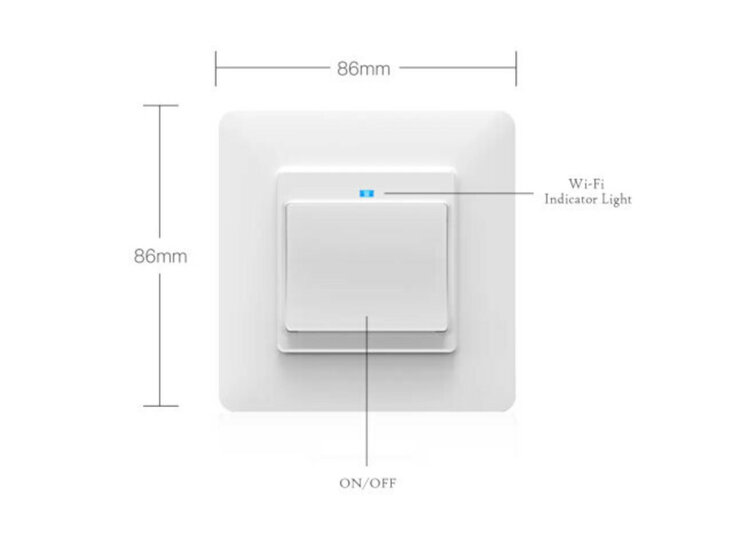 Slimme Inbouw Schakelaar (1-knop) afmetingen
