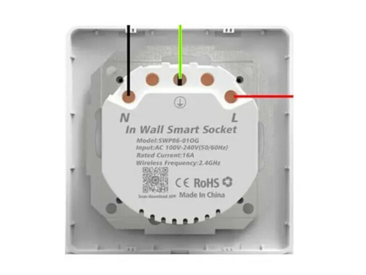 Inbouw stopcontact zwart