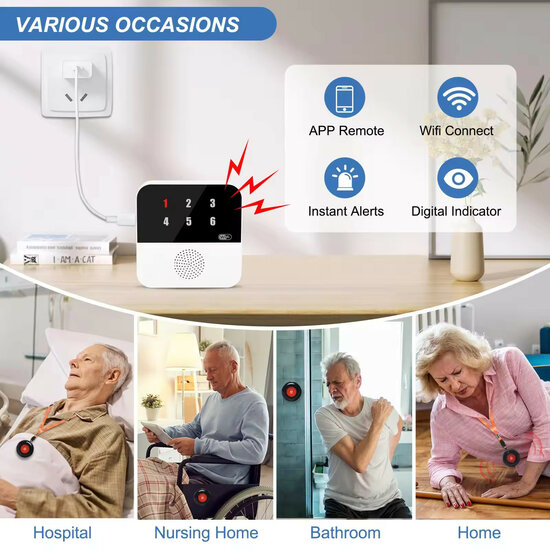 SOS Buttons (2x) for the Elderly (Includes External Display) up to 6 buttons