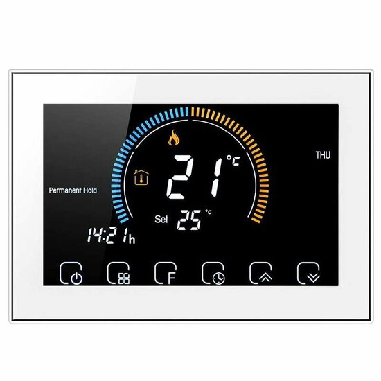 Thermostat encastr&eacute; Wifi avec &eacute;cran tactile pour installation C.V. (blanc)