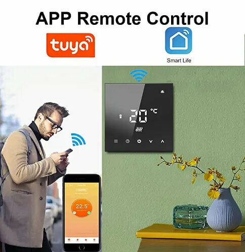 Thermostat encastr&eacute; Wifi avec &eacute;cran tactile pour installation C.V. (noir)