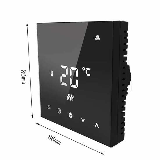 Thermostat encastr&eacute; Wifi avec &eacute;cran tactile pour installation C.V. (noir)