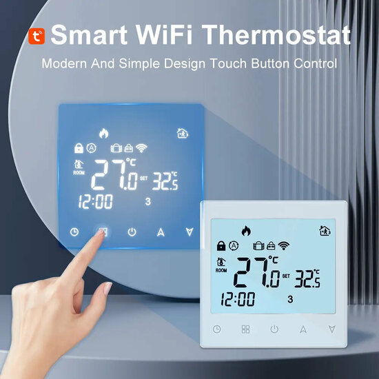 Wifi Built-in Thermostat (chrono) with Touchscreen for C.V. Installation (white)