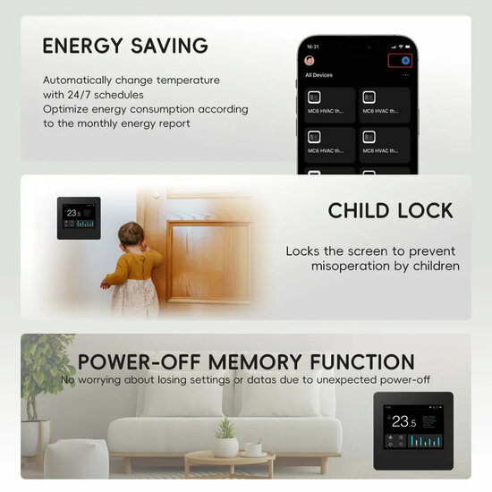 WLAN-Einbauthermostat mit Einblick in Verbrauch und Kosten mit praktischen Diagrammen