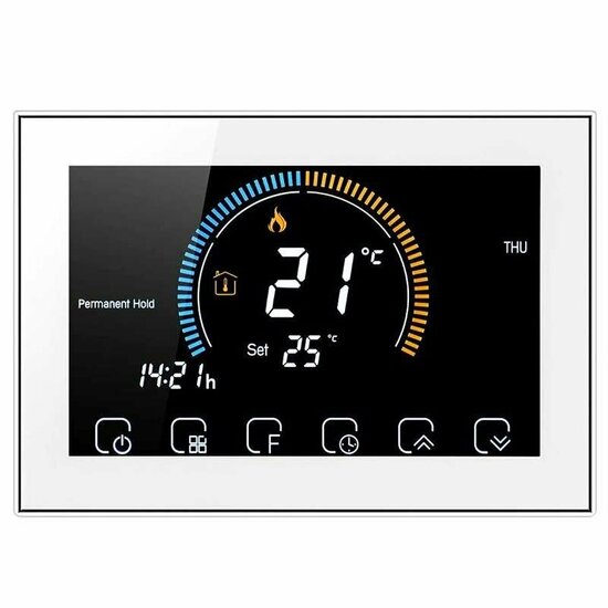 WiFi-Einbauthermostat mit Touchscreen f&uuml;r elektrische Heizung (Wei&szlig;)