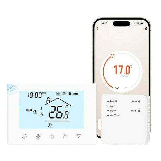 Wifi Wireless Thermostat with Touchscreen for central heating and boiler heating (white)