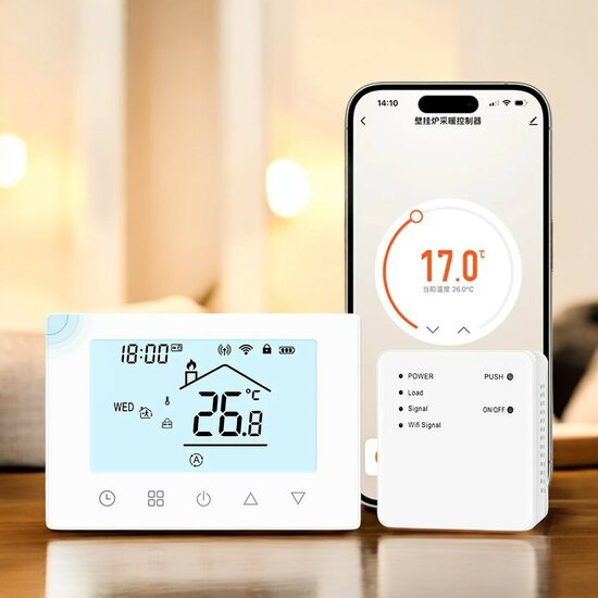 Wifi Wireless Thermostat with Touchscreen for central heating and boiler heating (white)